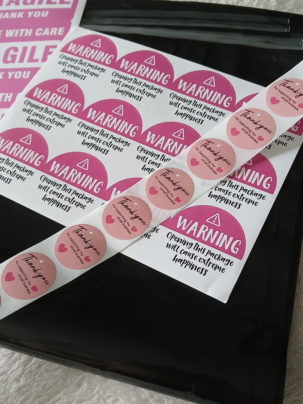 60 PCS Shipping Supplies 10"x13" Polymailers, Thank You Cards, Fragile Stickers+ - Picture 3 of 5